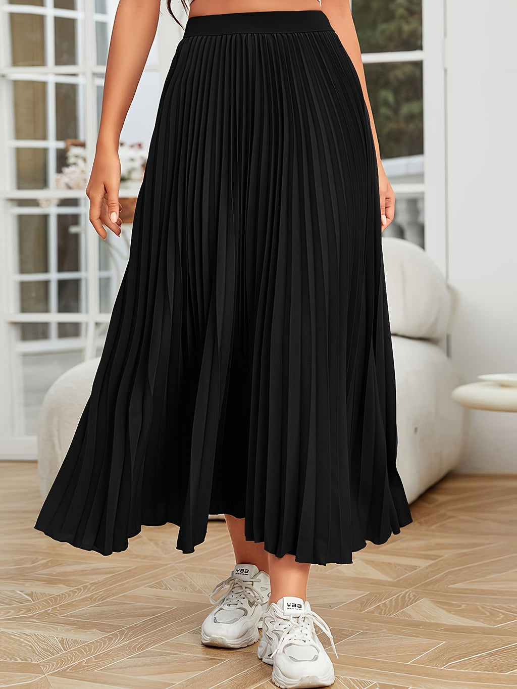 Valenzora | Pleated plain curly skirt