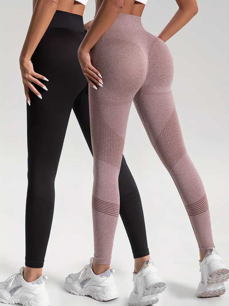 Valenzora | 2 pcs. Sports leggings for yoga and fitness. Solid color with high stretch.