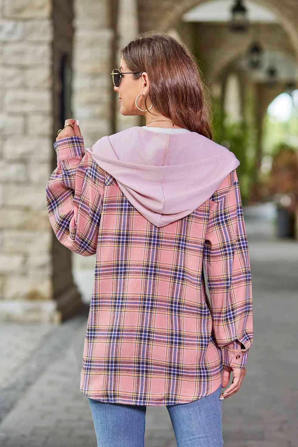 Valenzora | Checkered long-sleeved hooded jacket