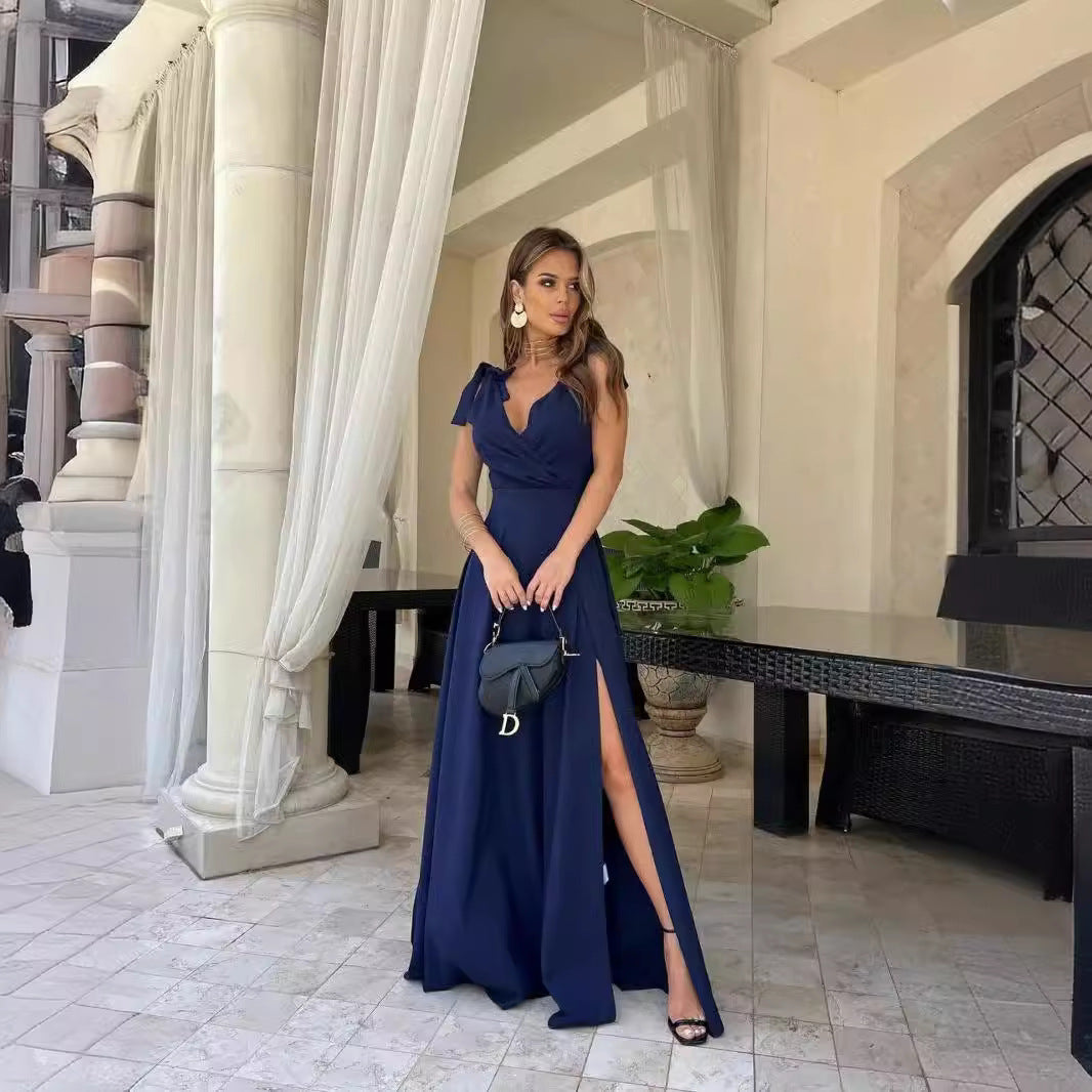Valenzora | Abendkleid, lang, plissiert, einfarbig