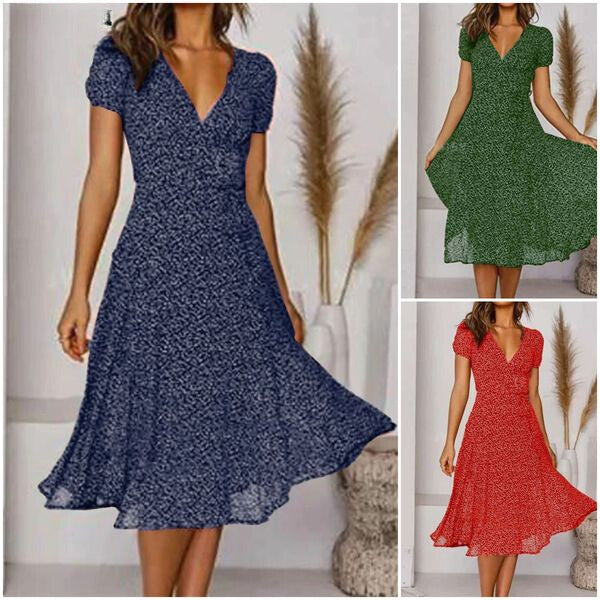 Valenzora | Fließendes A-Linien-Midikleid mit V-Ausschnitt Jannie
