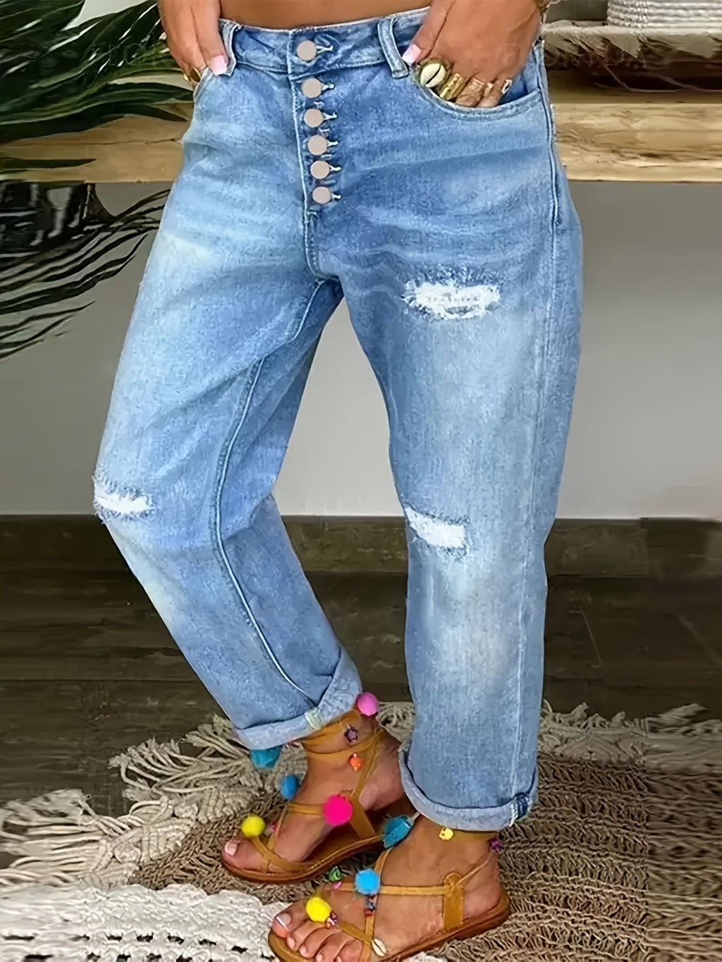 Valenzora | Damen-Stretchjeans in verwaschenem Blau
