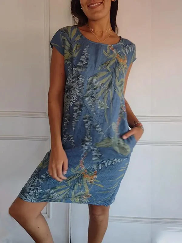 Valenzora | Women's Printed Cotton and Linen Dress