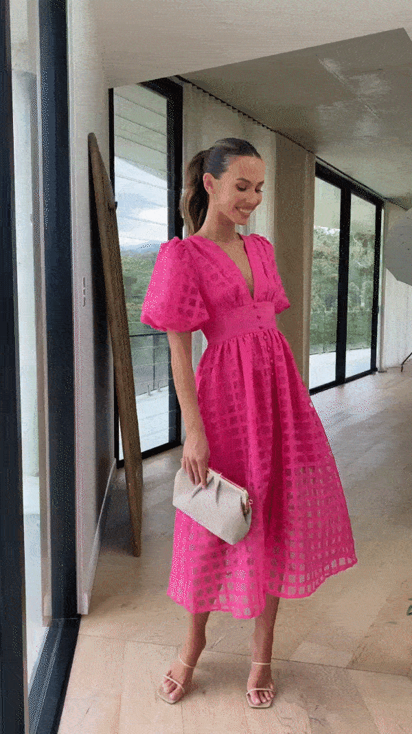 Valenzora | Midi dress with puff sleeves