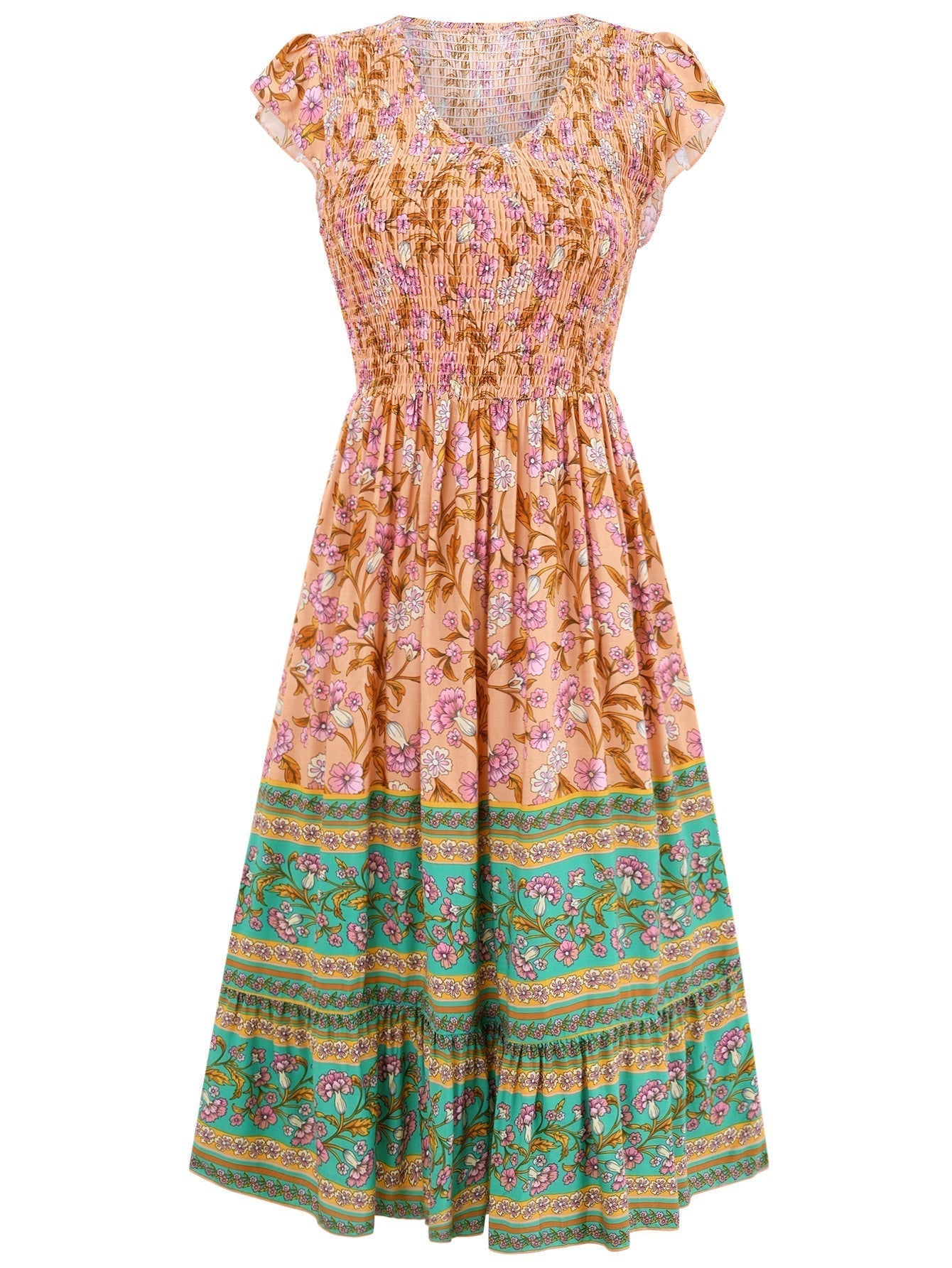 Valenzora with floral print and V-neck