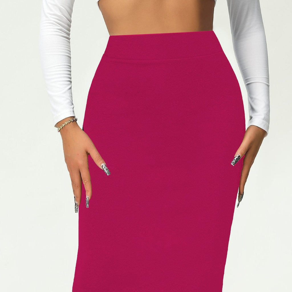 Valenzora | Solid Color High Waist Pencil Skirt