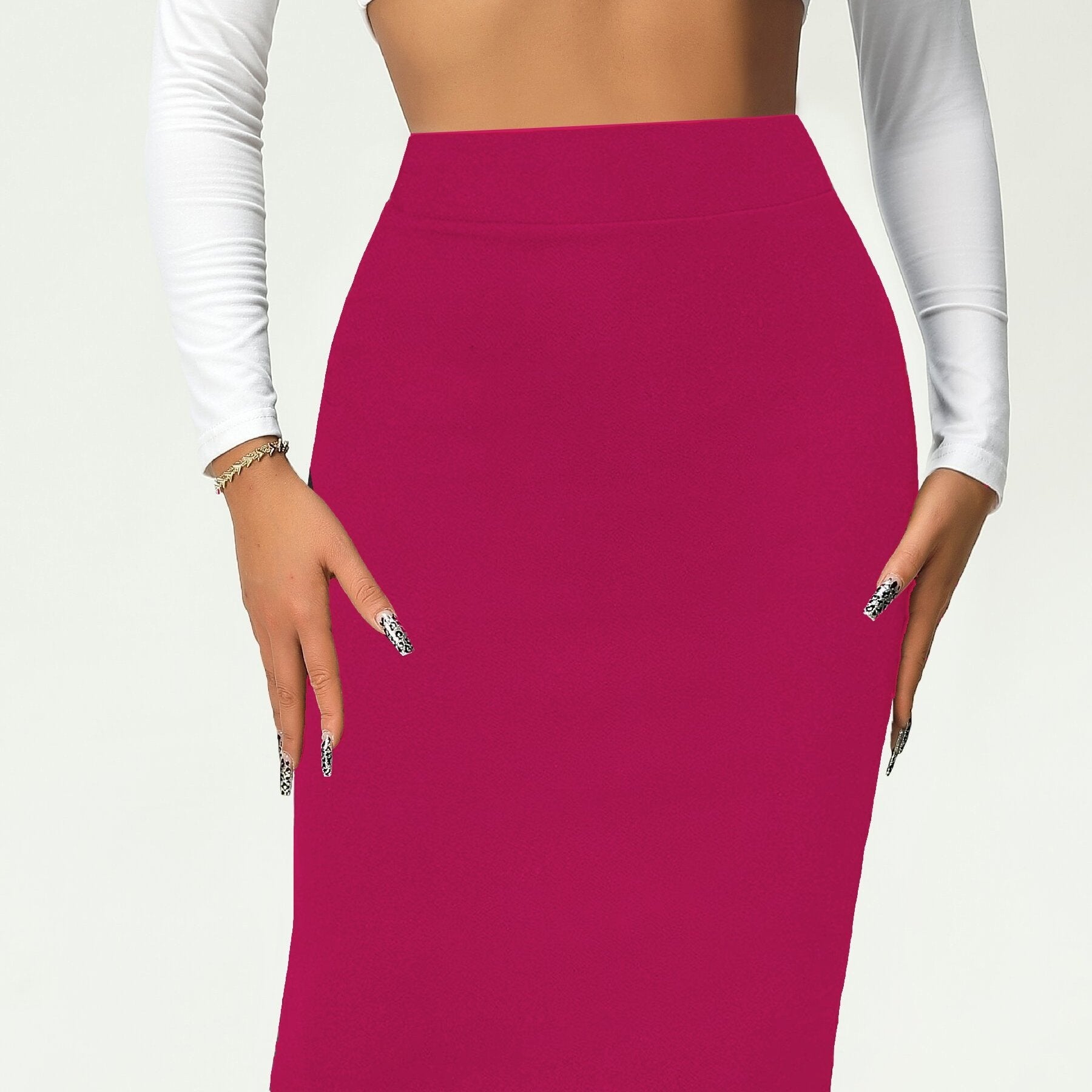 Valenzora | Solid Color High Waist Pencil Skirt