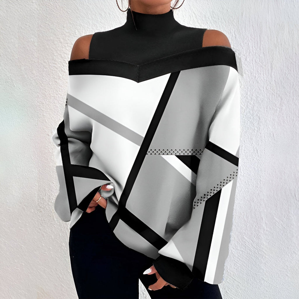 Valenzora | Sexy plaid T-shirt with off-the-shoulder sleeves