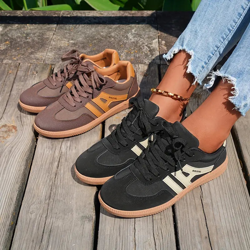Valenzora | Damen Freizeit-Sneaker mit niedrigem Absatz, Schnürschuhe im Modedesign