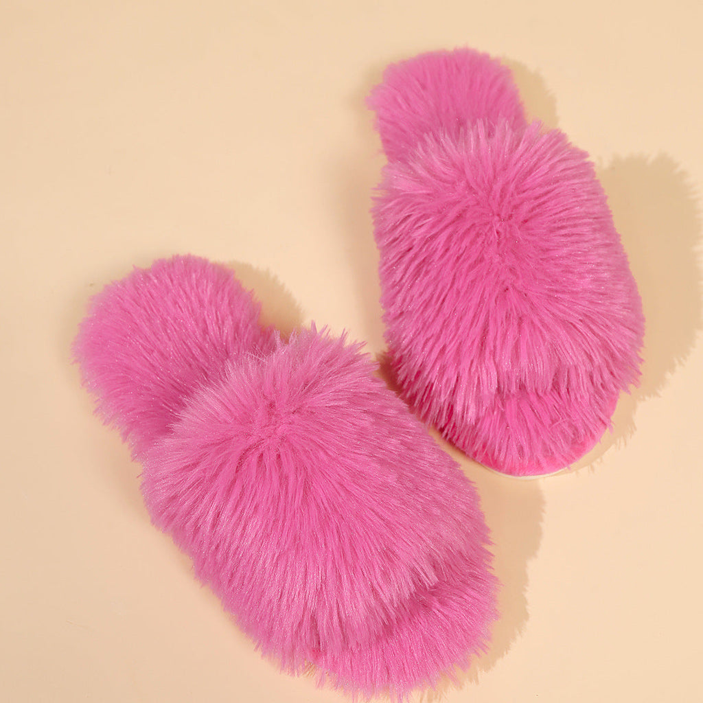Valenzora | Mules - Damen Pantoffeln mit offener Spitze und Kunstpelz
