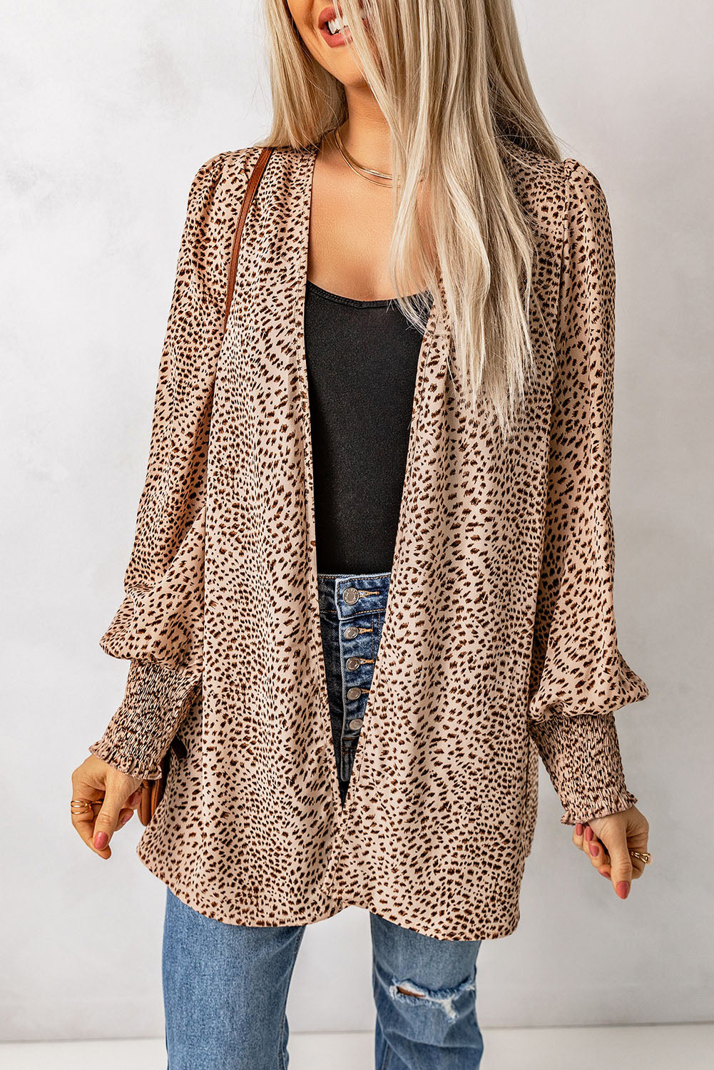 Cardigan with leopard print and balloon sleeves
