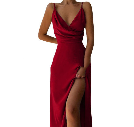 Valenzora | V-neck midi dress with print and slit