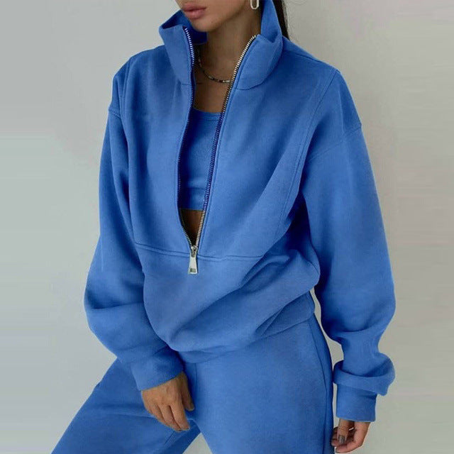 Valenzora | 3-piece sporty set - trendy women's sweatshirt jacket with jogging pants
