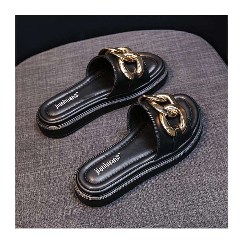 Valenzora | Sandals women with platform and golden chain