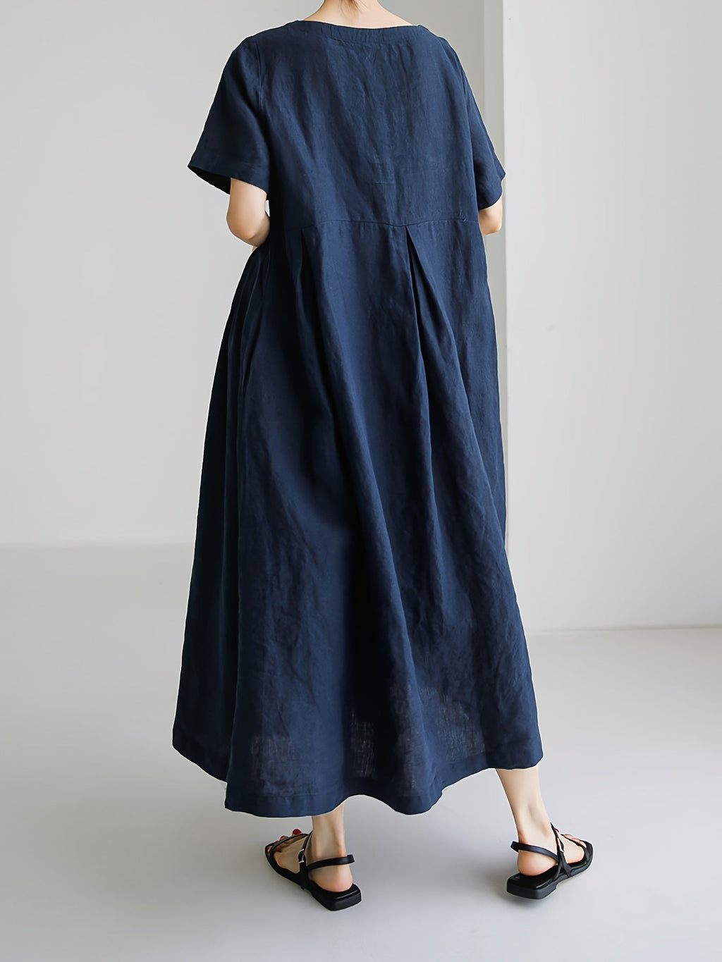 Valenzora | Women's Solid Color Linen Dress
