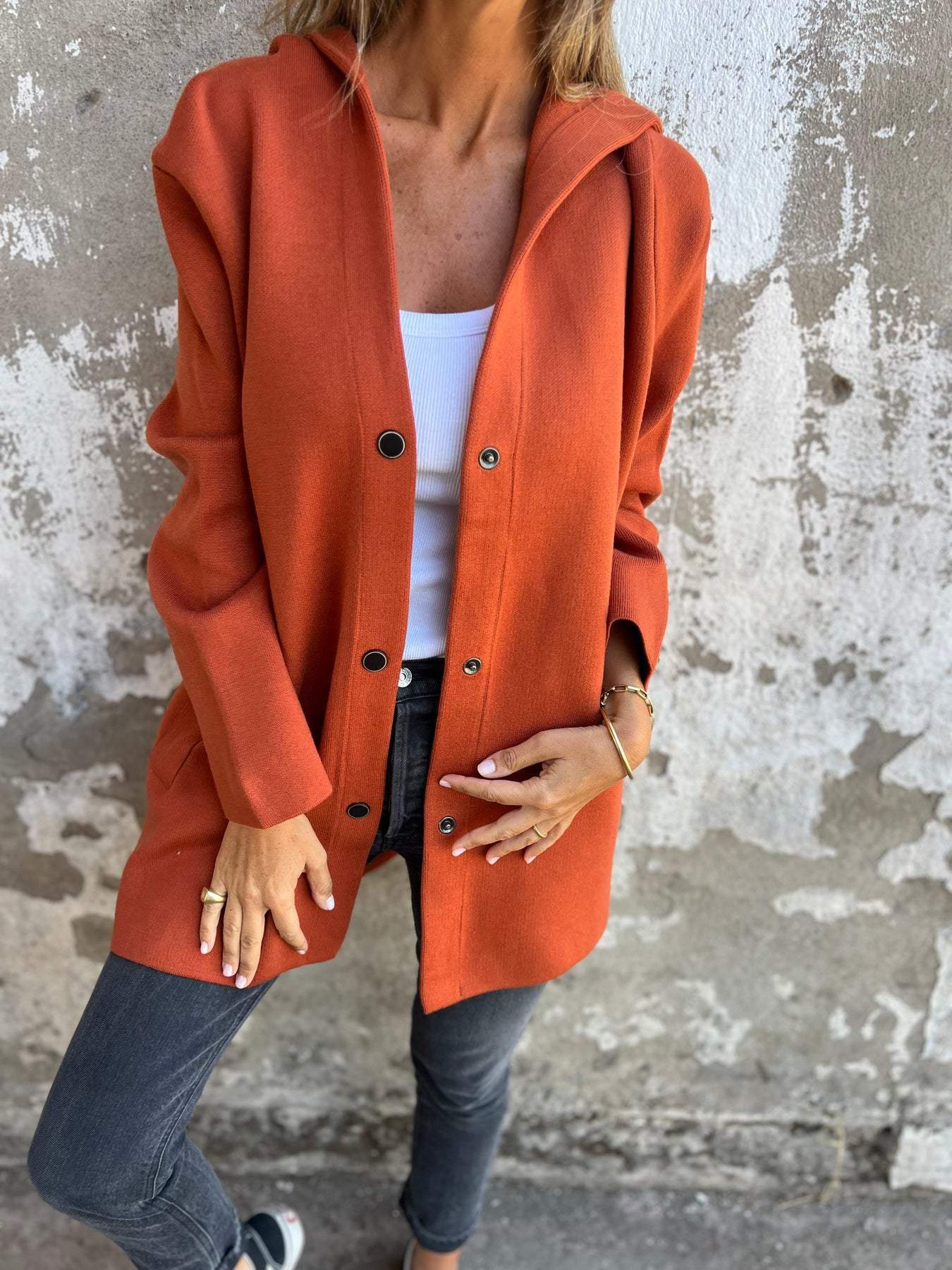 Valenzora - Casual single-breasted blazer with hood