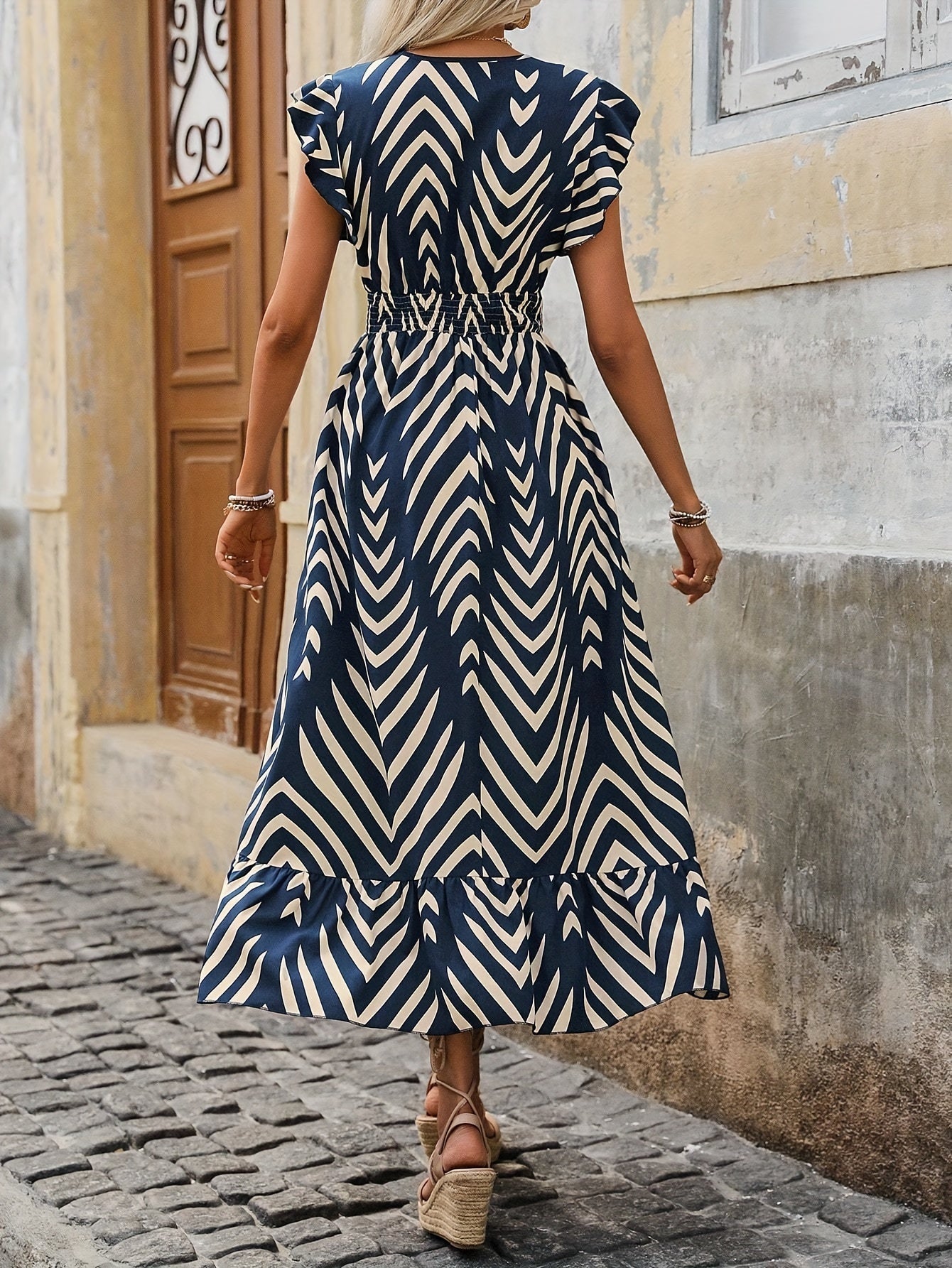 Allover-Print-Kleid mit Rockteil