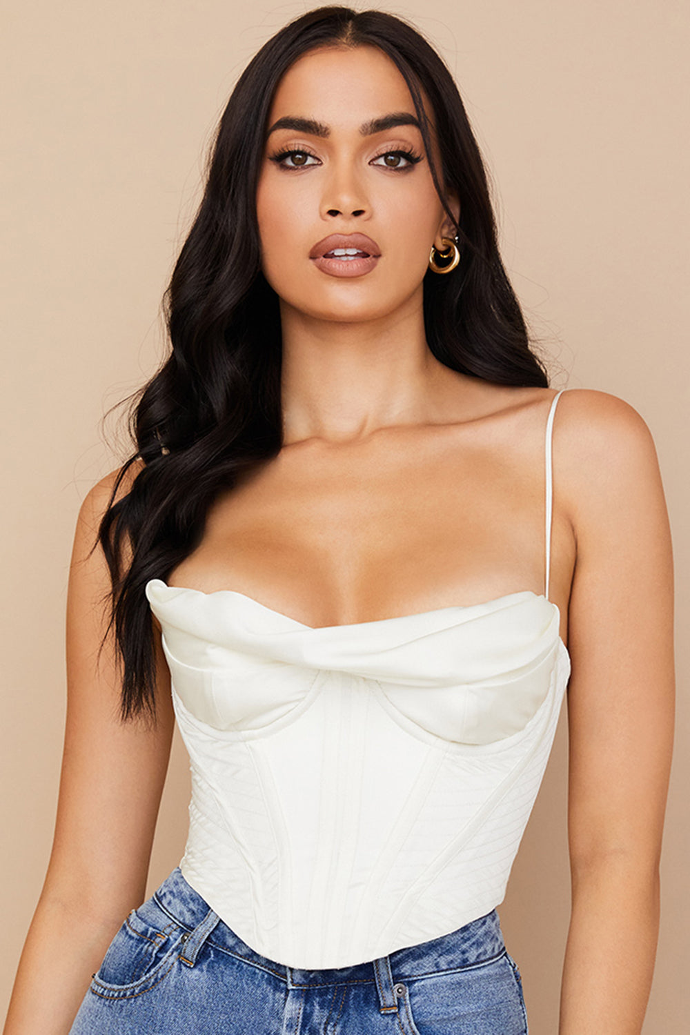 Valenzora | Ivory satin draped corset