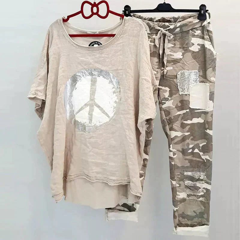 Valenzora | Two-piece camouflage outfit for women - trendy outfit
