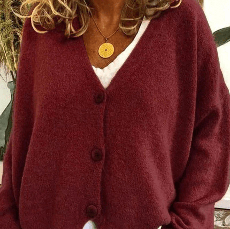 Valenzora | Comfortable V-neck cardigan, women's sweater, knitted vest, soft fabric