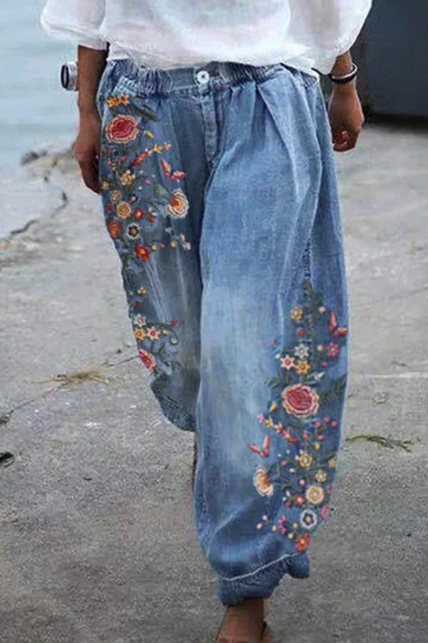 Valenzora | Bohemian Floral Printed Oversized Harem Pants