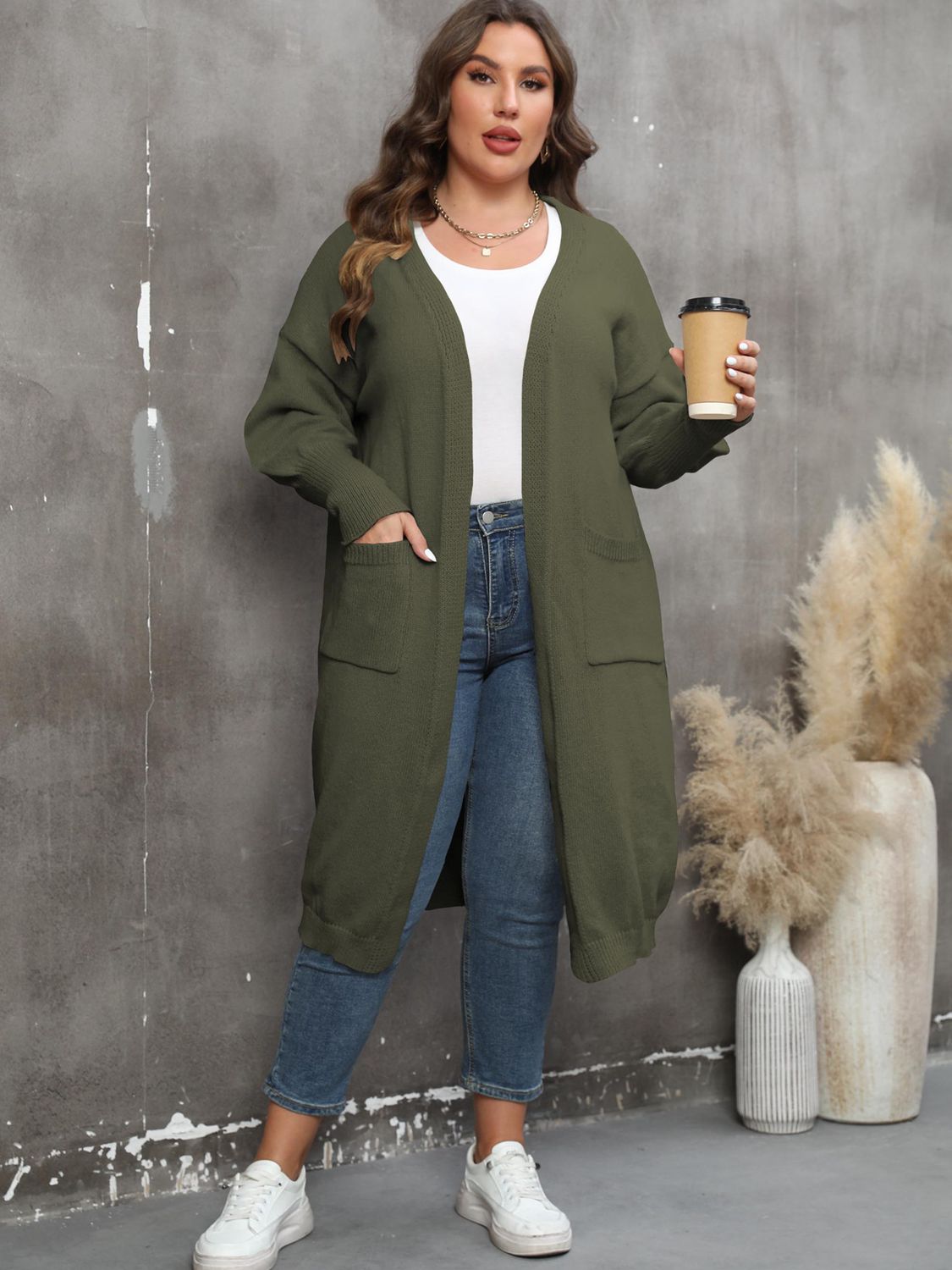 Valenzora | Plus Size Langarm-Cardigan mit Taschen
