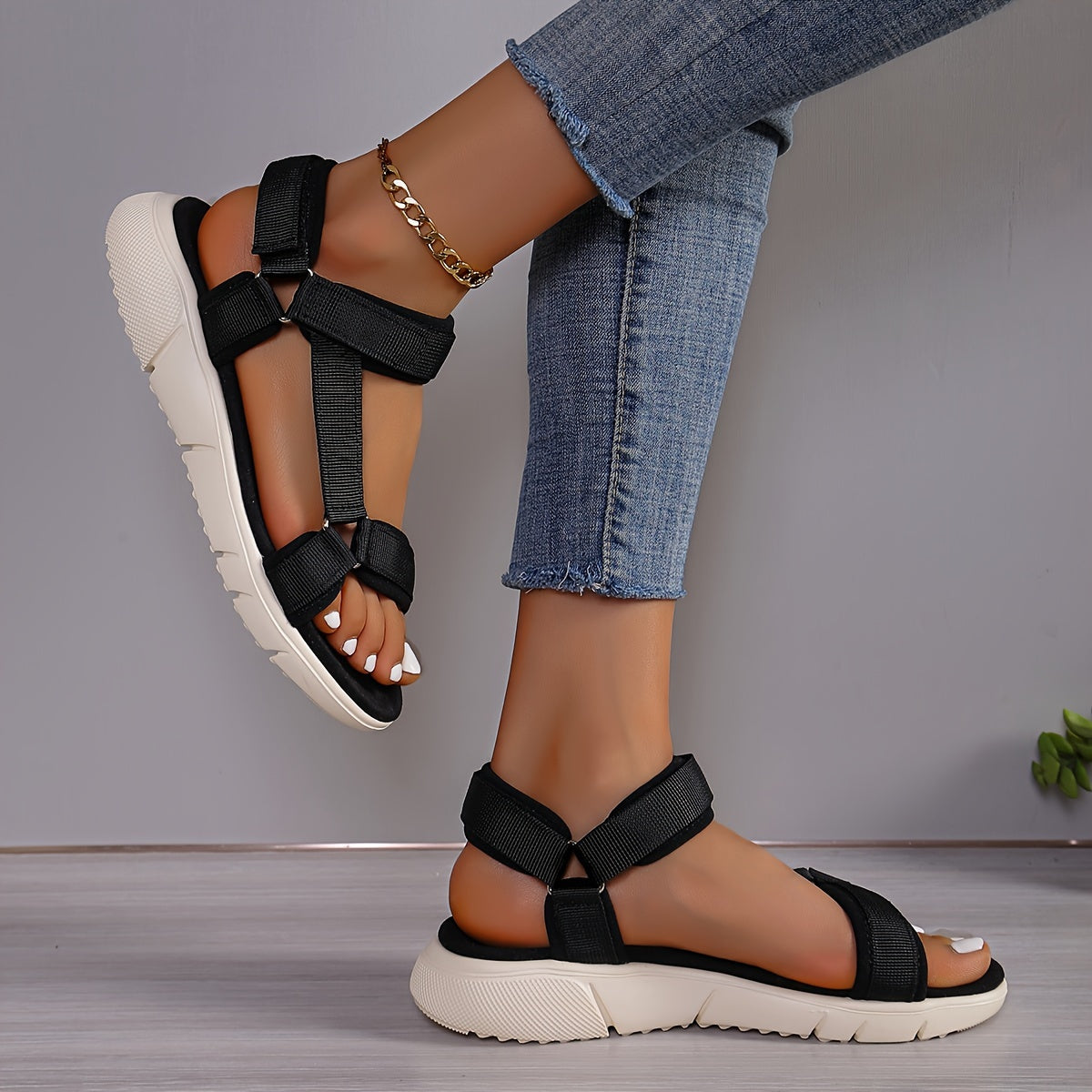 Valenzora | Damen-Sandalen: Colour-Block, rutschfest, elegant, leicht, Outdoor, Sommer