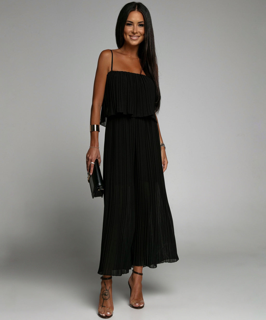 Pleated One-Piece Black
