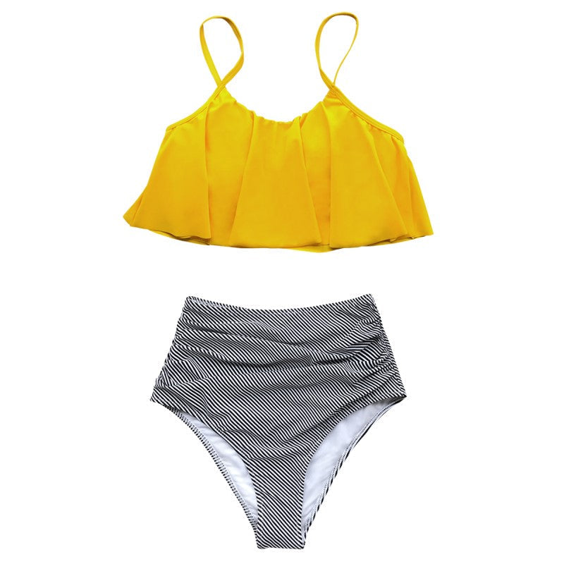 Valenzora | Bikini with ruched top and high-waisted bikini bottom