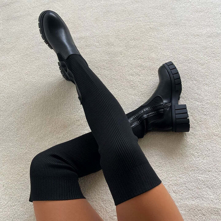 Valenzora - Kniehohe Stretchstiefel