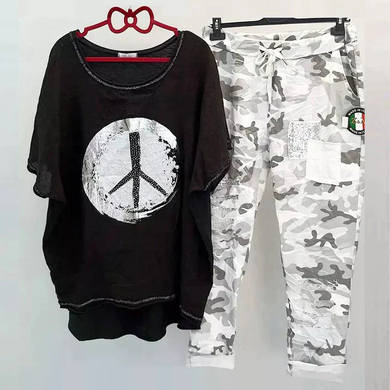 Valenzora | Two-piece camouflage outfit for women - trendy outfit