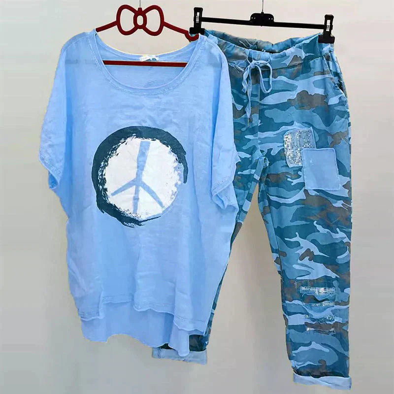 Valenzora | Two-piece camouflage outfit for women - trendy outfit