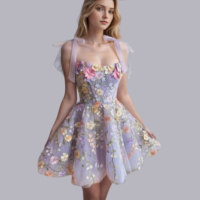 Valenzora | Cocktailkleid mit Blumenapplikationen