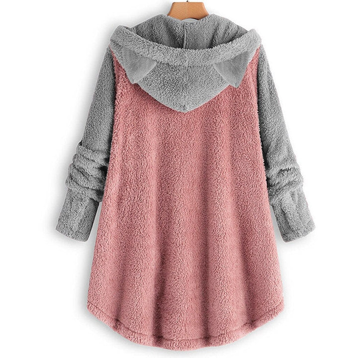 Valenzora – Damen-Fleece-Sweatshirt mit Katzenohren und Kontrastärmeln