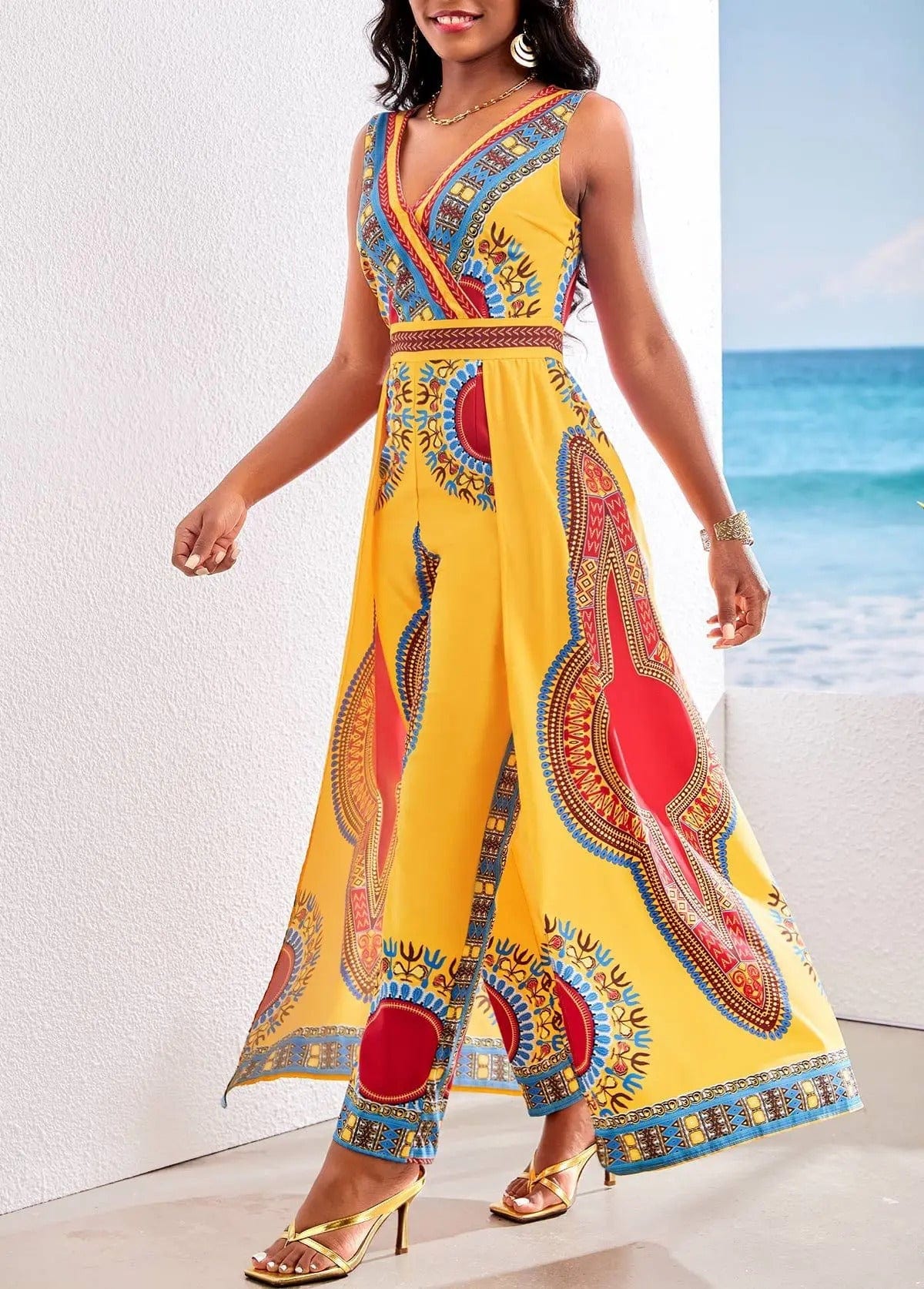 BRIA - Jumpsuit with African print in Dashiki style