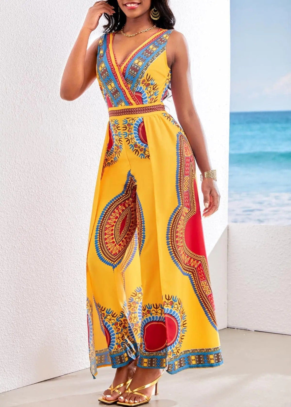 BRIA - Jumpsuit with African print in Dashiki style