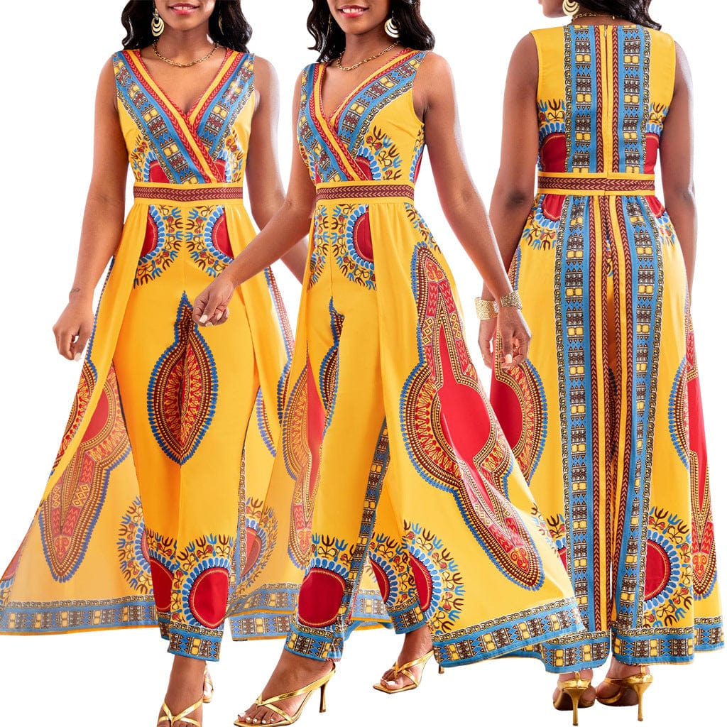 BRIA - Jumpsuit with African print in Dashiki style