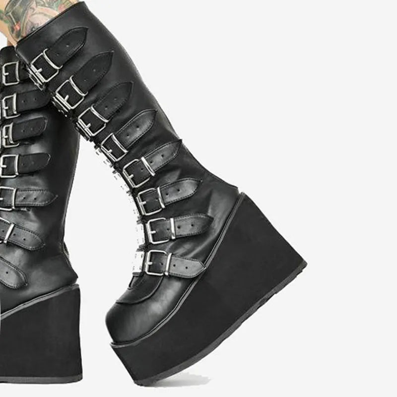 Valenzora | Chunky High-Heel-Stiefel mit Reißverschluss