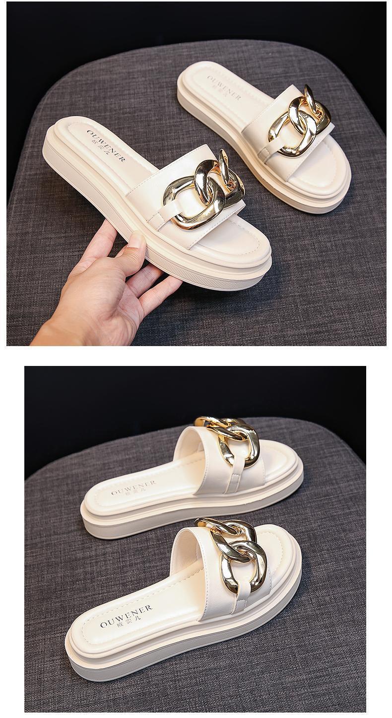 Valenzora | Sandals women with platform and golden chain