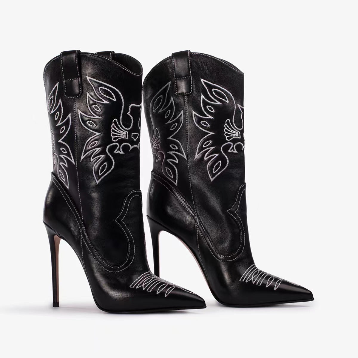 Valenzora | Women's Fashion Western Denim Style High Heels Boots