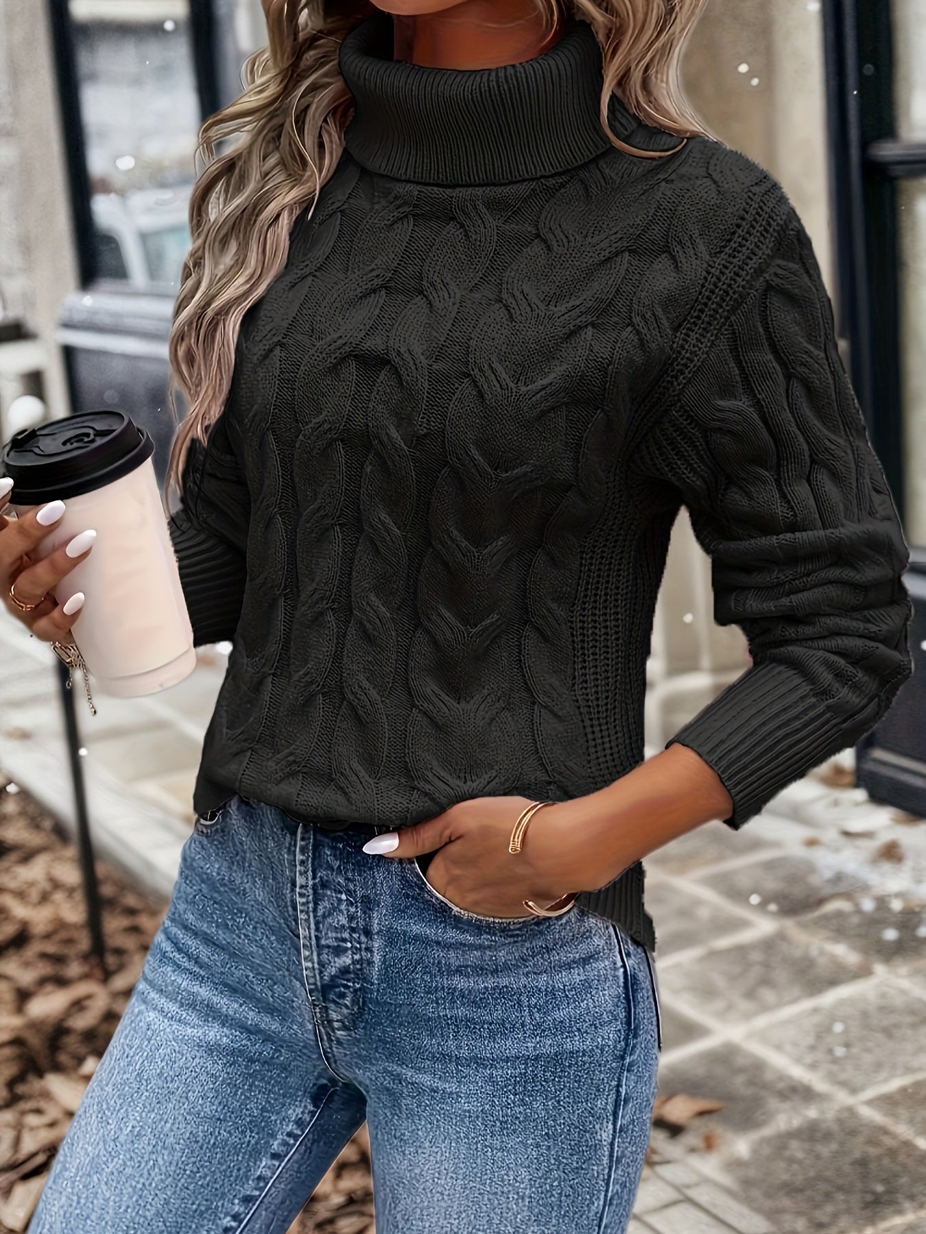 Valenzora | Cable-knit turtleneck sweater