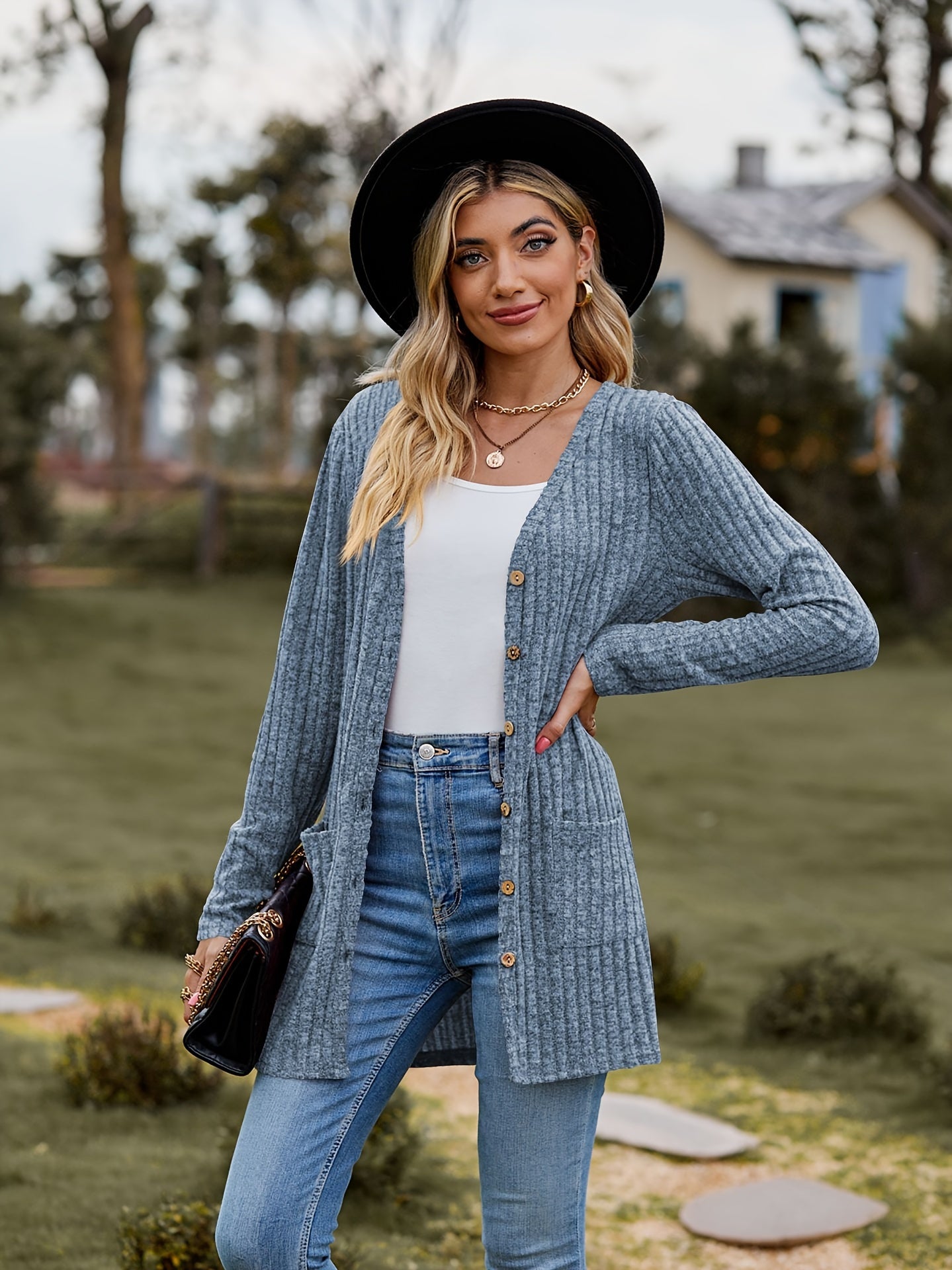Valenzora Warm Ribbed Cotton Knit Cardigan for Women | Perfect for Casual Days