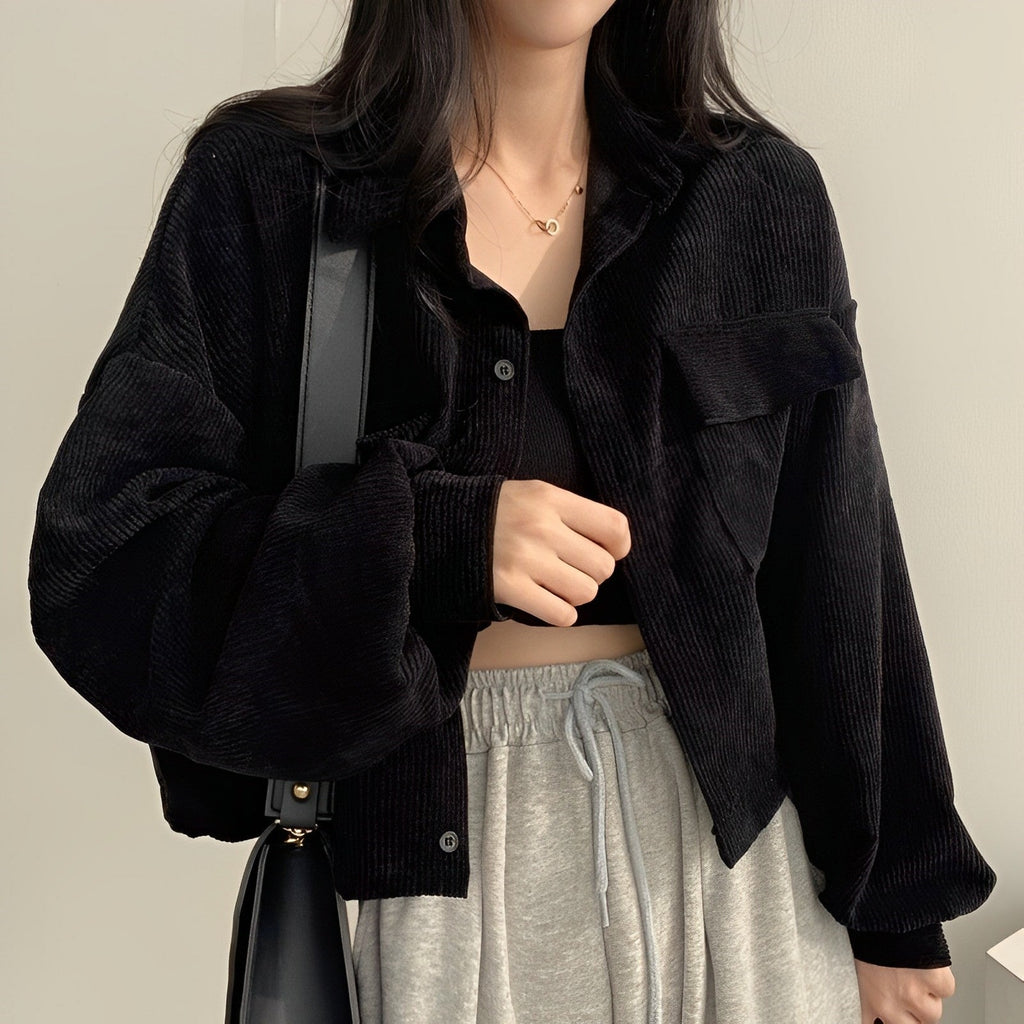 Valenzora | Women's Corduroy Jacket with Short Lapel