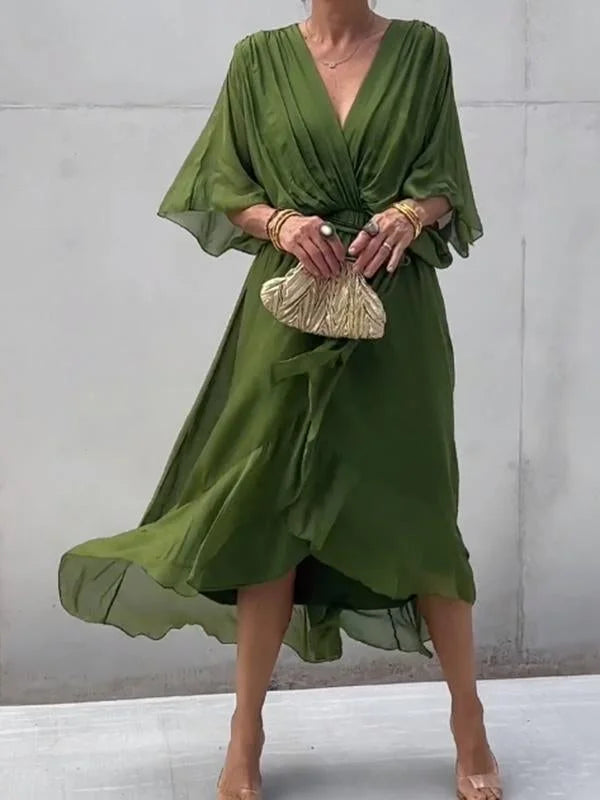 Valenzora | Stilvolles und elegantes Chiffonkleid mit V-Ausschnitt
