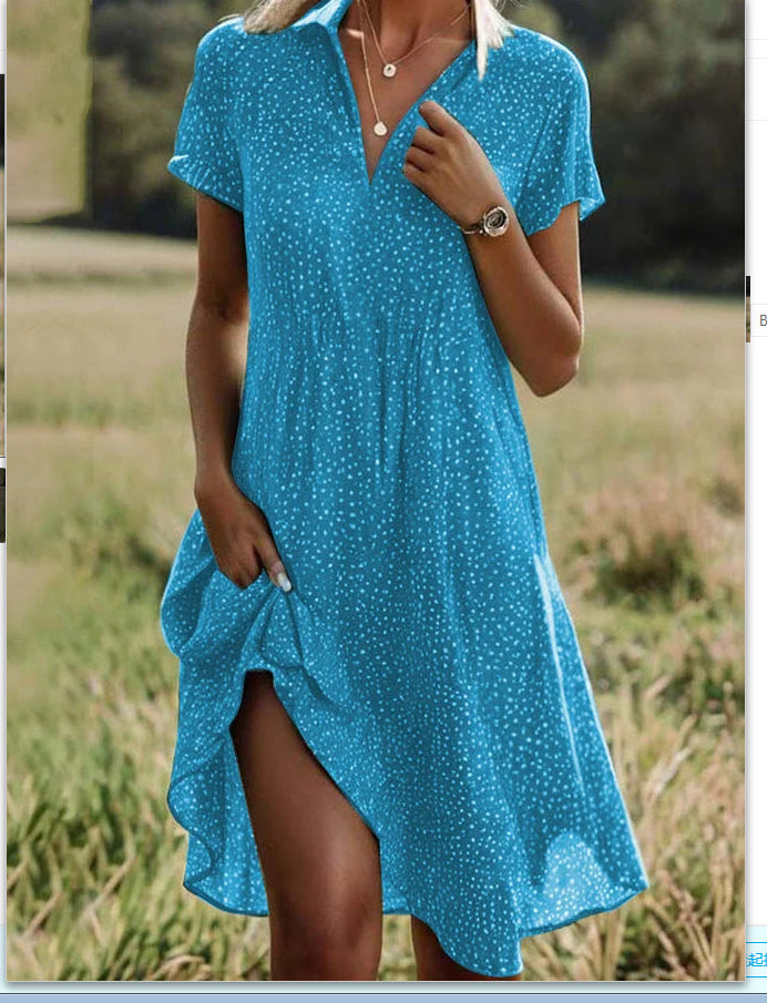 Valenzora | Kurzärmeliges grünes Minikleid mit Tupfen