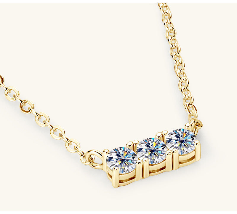Valenzora | 925 Sterling Silver Inlaid Moissanite Bar Necklace