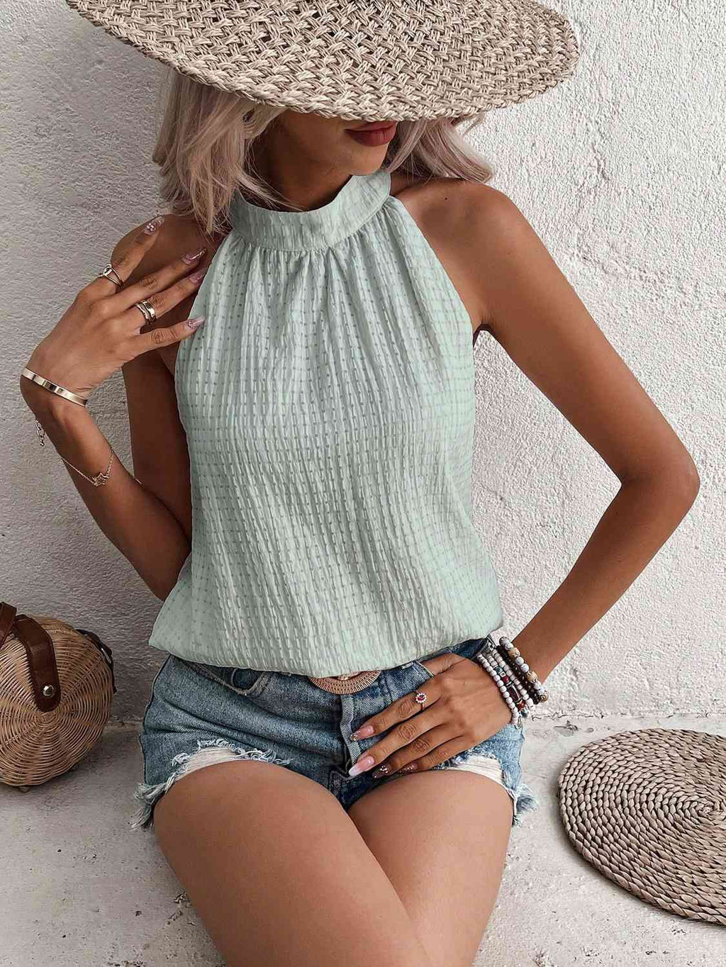 Valenzora | Halterneck top with polka dot detail