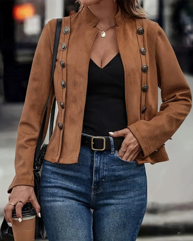 Valenzora | Stylish double-breasted solid color jacket