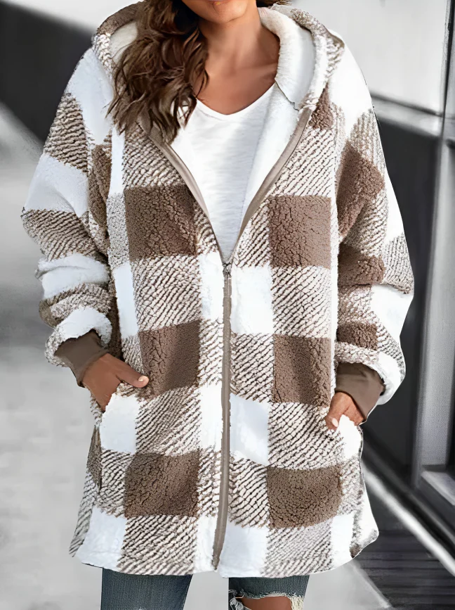 Valenzora | Checkered Hoodie Jacket for Women