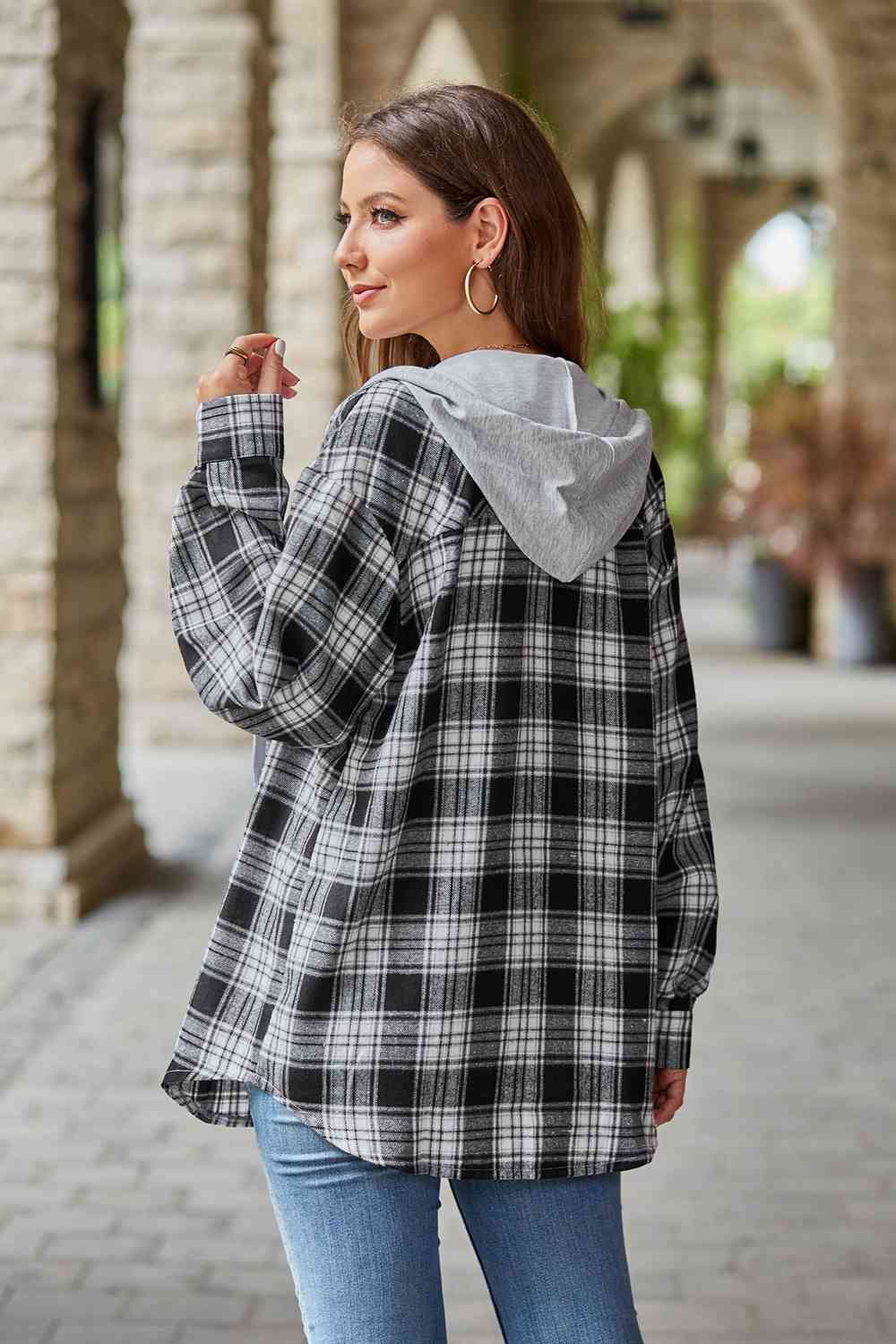 Valenzora | Checkered long-sleeved hooded jacket